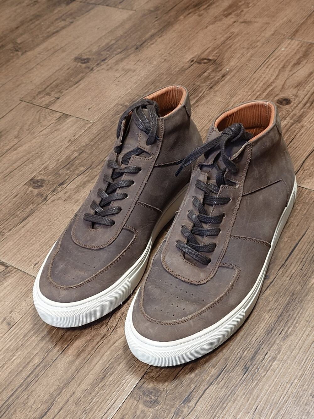 Beckett Simonon Garcia Mens 10 M High Top Brown Nubuck Leather Sneakers Shoes